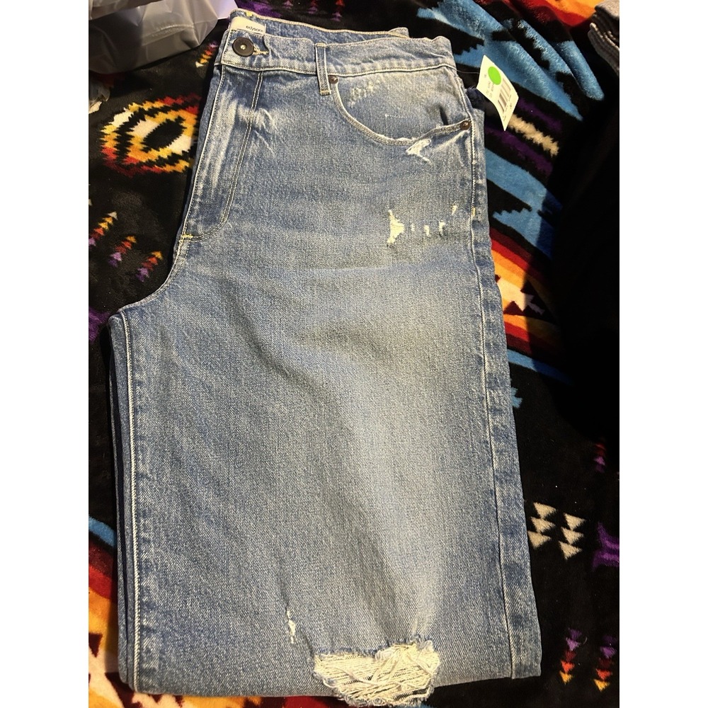 Edyson Vincent Wide Leg Jeans Women's Size 30 Distressed Blue Denim High Rise